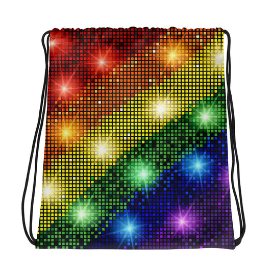 Rainbow Flag Backpack Bag Multicoloured Drawstring Bag All-Over Print Sparkling Unisex Backpack Bag