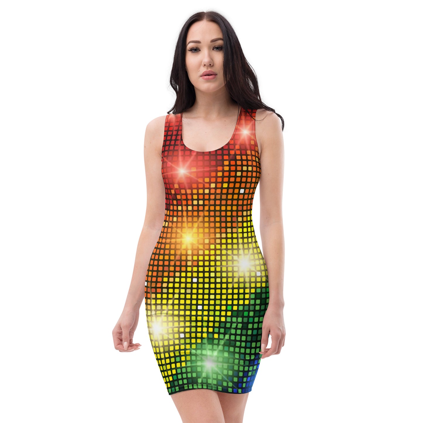 Rainbow Flag Dress All-Over Print Sparkling Bodycon Fitted Dress