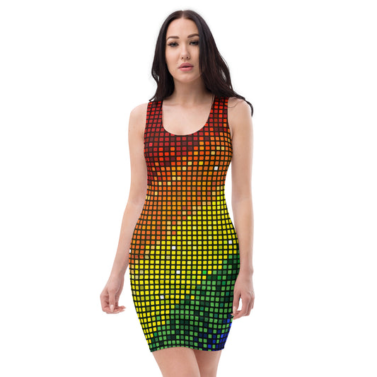 Rainbow Flag Dress All-Over Print Bodycon Fitted Dress