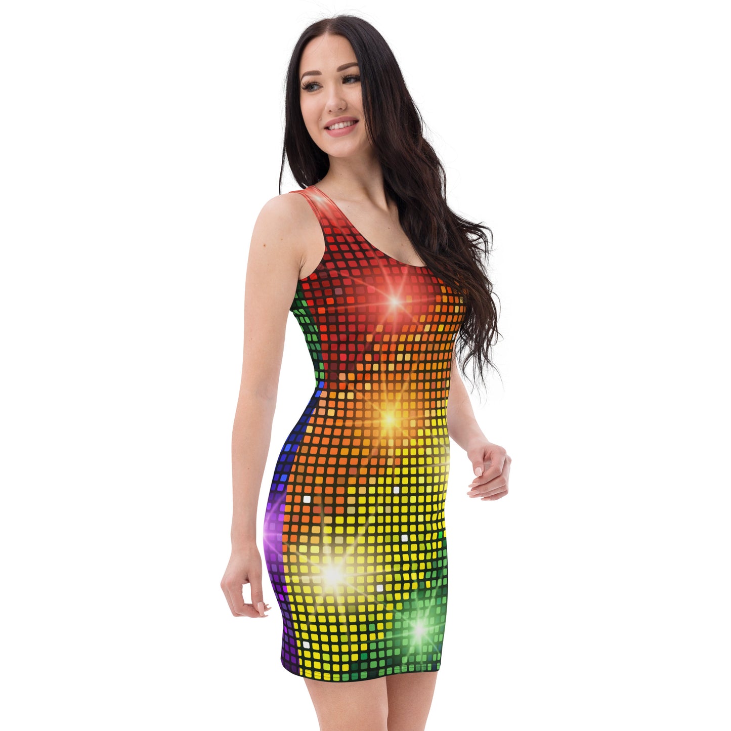 Rainbow Flag Dress All-Over Print Sparkling Bodycon Fitted Dress