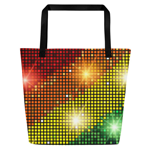 Rainbow Tote Bag Multicoloured Shopper Bag All-Over Print Sparkling Tote Bag
