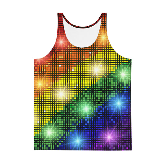 Rainbow Tank Top Vest Multicoloured All-Over Print Sparkling Mens Tank Top