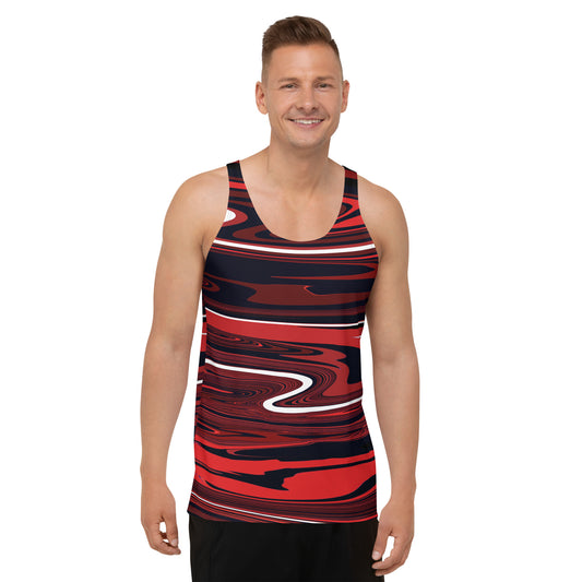 Tank Top Red Monochromatic Abstract Striped All Over Print Mens Tank Top