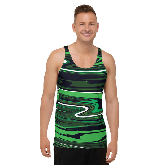 Tank Top Green Monochromatic Abstract Striped All Over Print Mens Tank Top