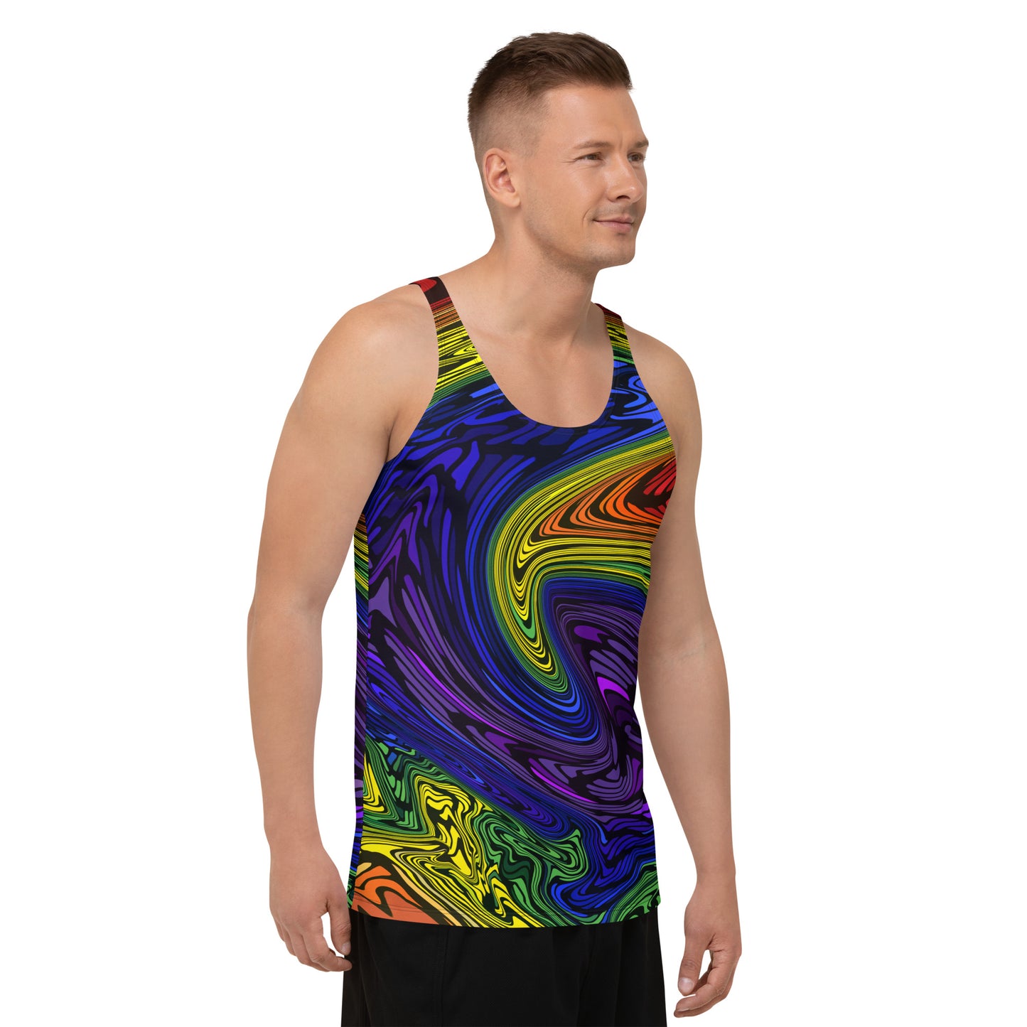 Gay Pride Tank Top Abstract Psychedelic Rainbow All Over Print Mens Tank Top