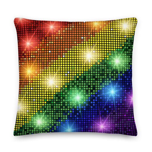 Rainbow Flag Cushion Sparkling All-Over Print Premium Throw Cushion
