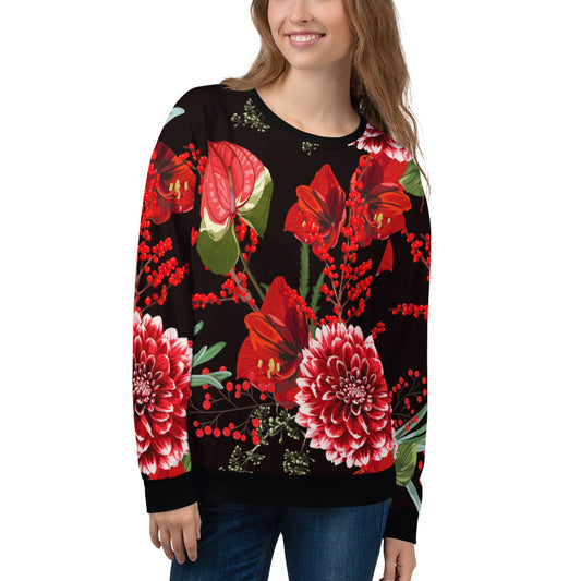 Floral Sweatshirt Oversized Floral All-Over Print Unisex Sweatshirt