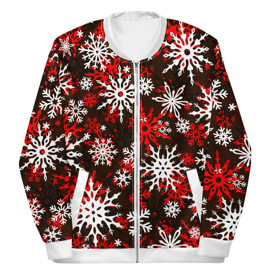 Christmas Party Jacket Oversized Snowflake Festive All-Over Print Unisex Bomber Jacket