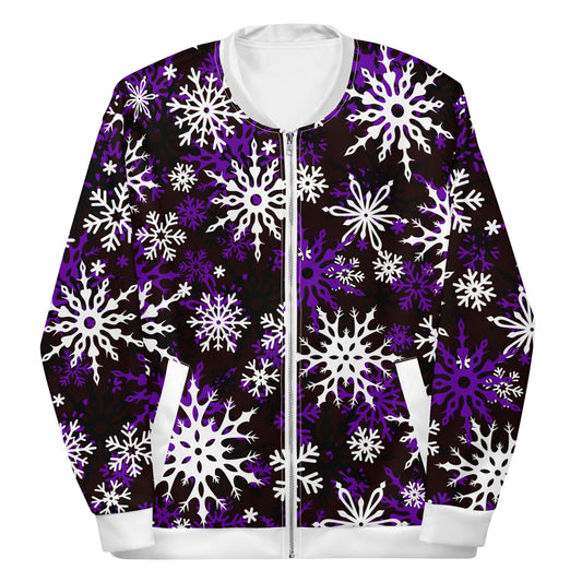 Christmas Party Jacket Oversized Snowflake Festive All-Over Print Unisex Bomber Jacket