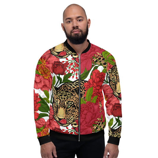 Leopard & Oversized Floral All-Over Print Unisex Bomber Jacket