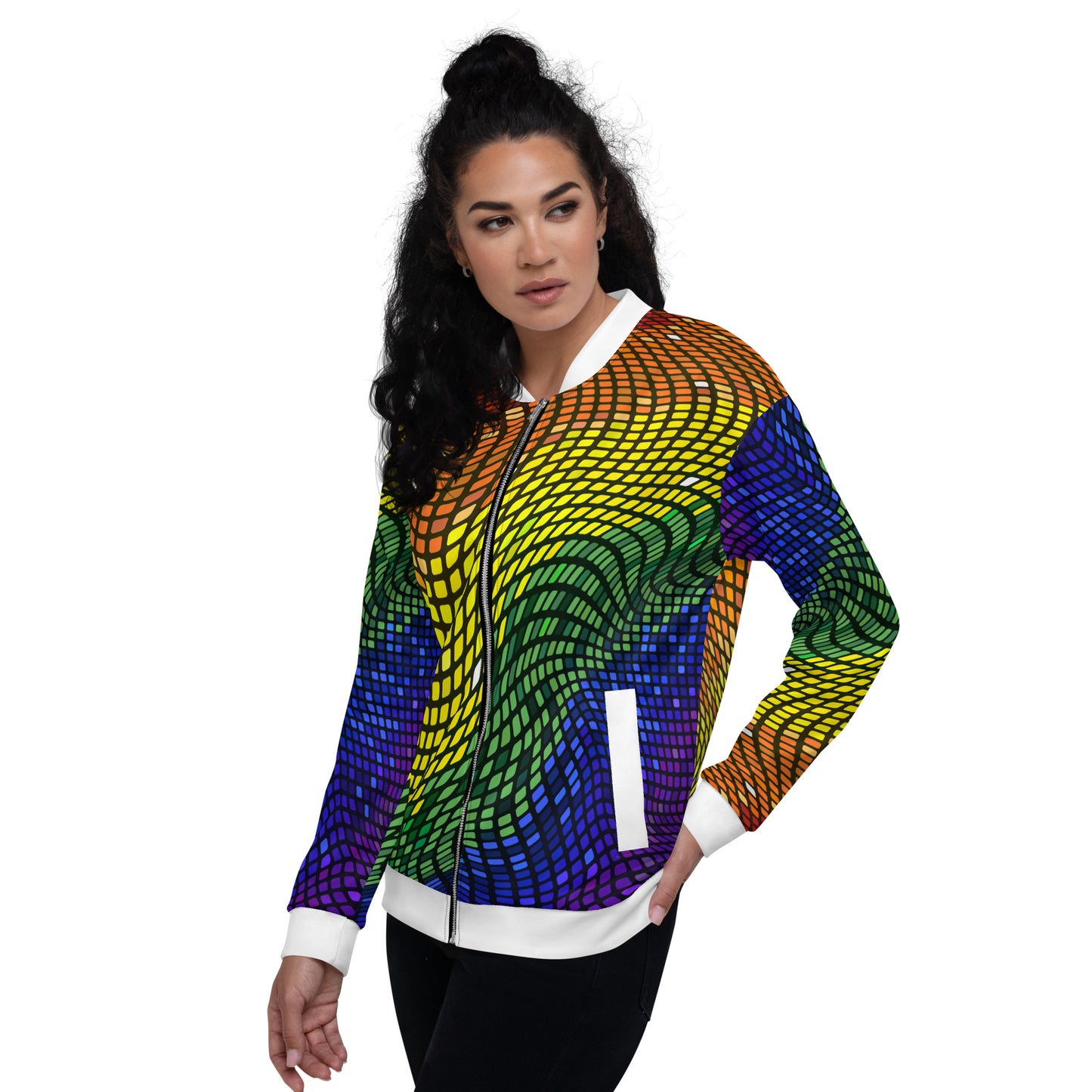 Gay Pride Rainbow Bomber Jacket Tiled Rainbow All-Over Print Unisex Jacket