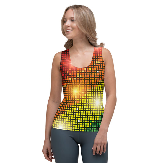 Rainbow Tank Top Vest Multicoloured All-Over Print Sparkling Womens Tank Top
