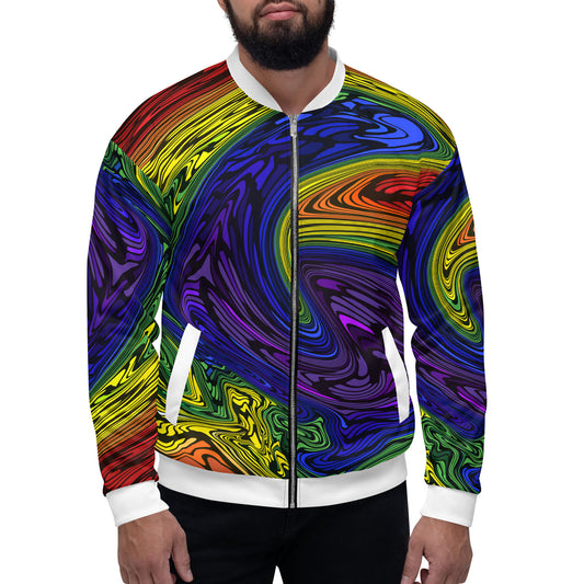 Bomber Jacket Abstract Psychedelic Rainbow All-Over Print Unisex Party Jacket