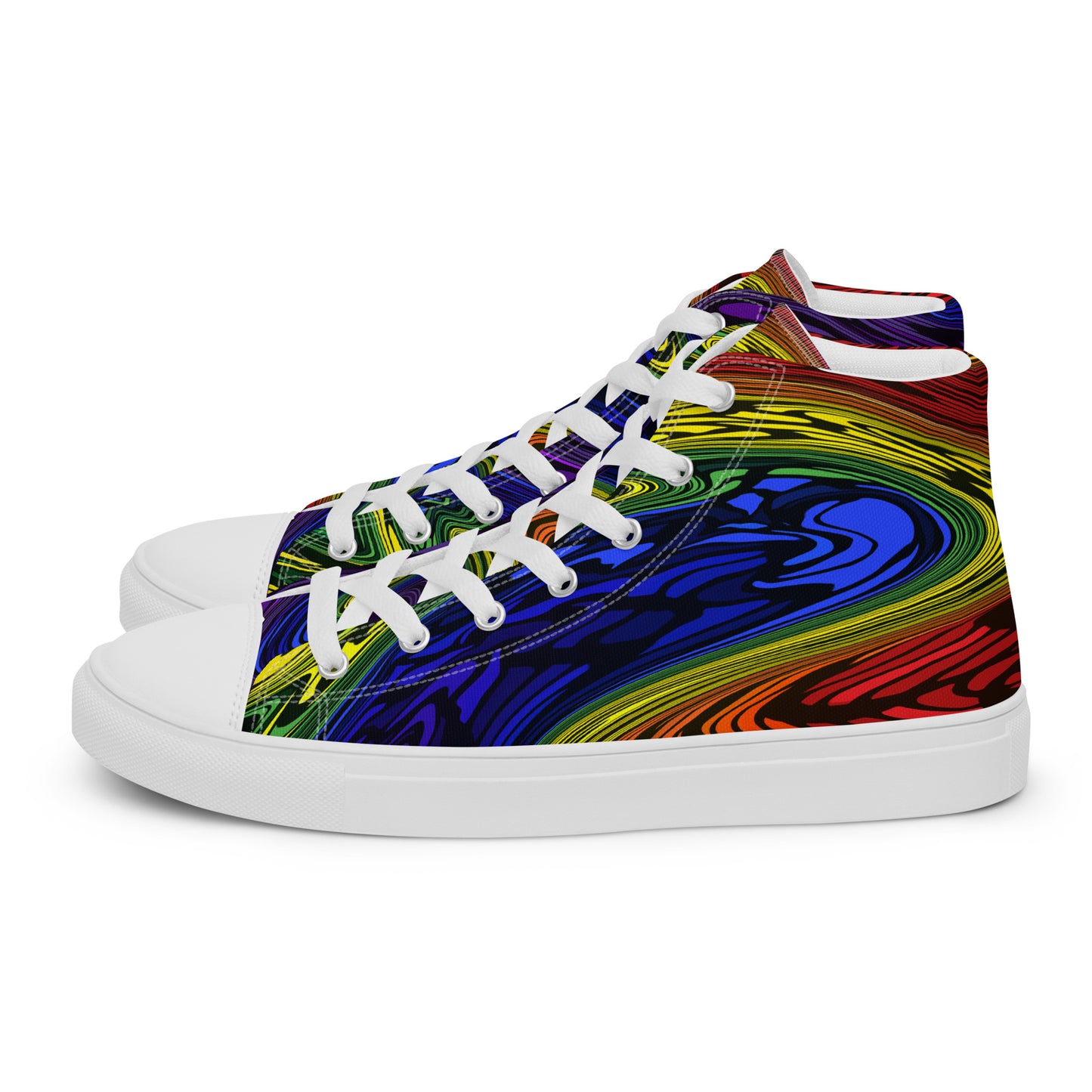 Gay Pride Hi Top Rainbow Trainers Men's Multicoloured All Over Print Canvas Trainers