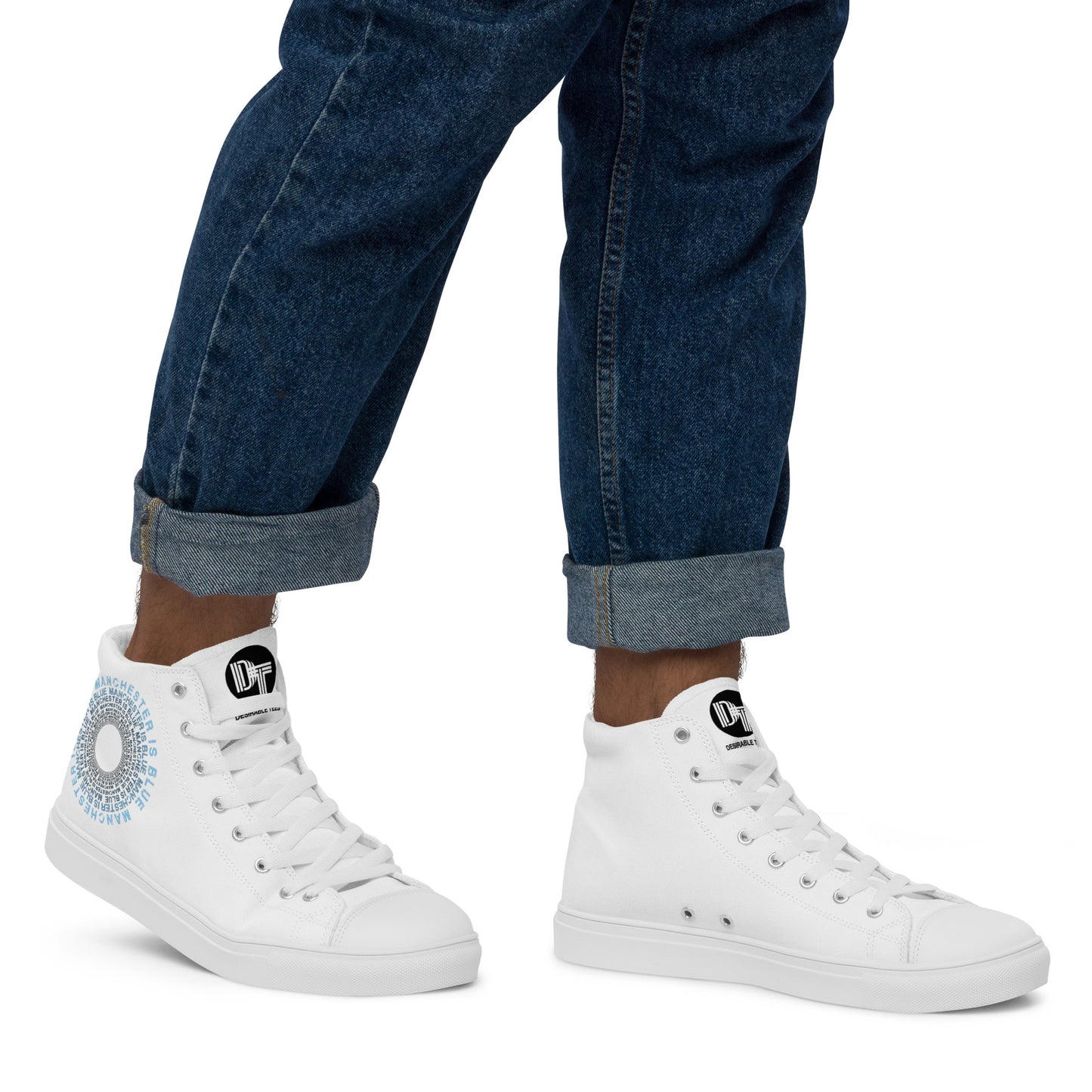 Manchester Is Blue Hi Top Trainers Men's Manchester City White HighTop Trainers