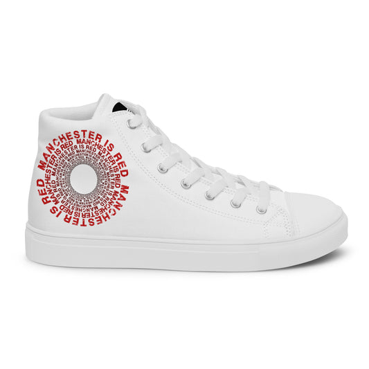 Hi Top Manchester Is Red Trainers United Football Mens White Hi Top Trainers Funny Utd Slogan Trainers