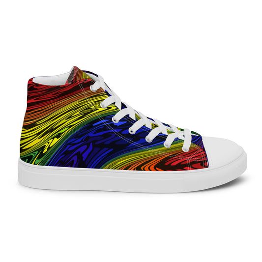 Mens Hi Top Rainbow Trainers Multicoloured All Over Print Canvas Trainers
