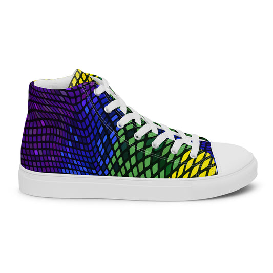 Mens Hi Top Rainbow Trainers Multicoloured Rainbow All Over Print Canvas Trainers