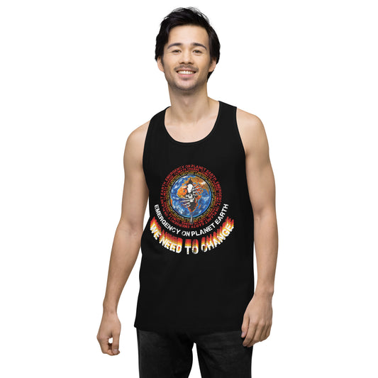 Climate Change Tank Top Emergency On Planet Earth Premium Mens Cotton Tank Top