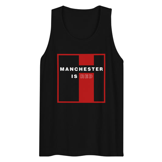 Manchester Is Red Tank Top Funny Manchester United Football Supporter Mens Premium Tank Top