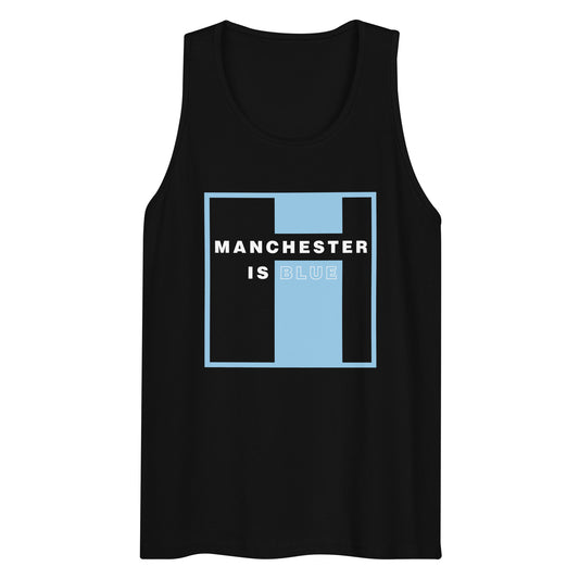 Manchester Is Blue Tank Top Funny Manchester City Football Supporter Mens Premium Tank Top