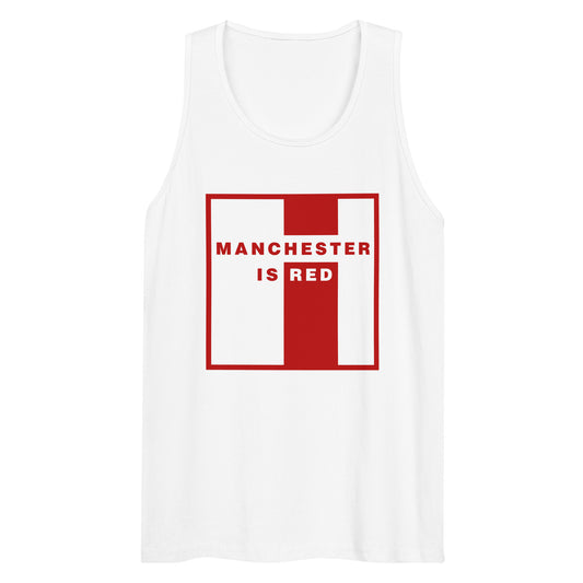 Manchester Is Red Tank Top Funny Manchester United Football Supporter Mens Premium Tank Top