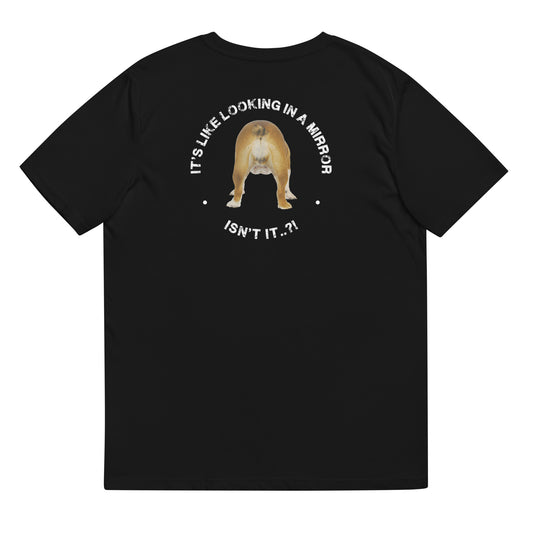 Funny Dog TShirt Humorous Dog Baring Backside Unisex Organic Cotton T-Shirt