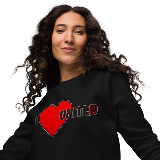 I Love United Sweatshirt I Love Manchester United Football Supporter Unisex Organic Cotton Sweatshirt