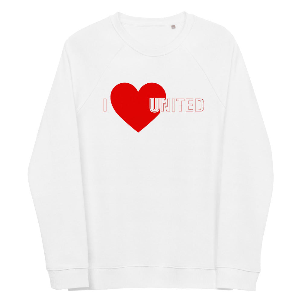 I Love United Sweatshirt I Love Manchester United Football Supporter Unisex Organic Cotton Sweatshirt
