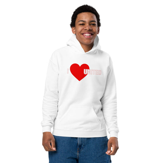 Manchester United Hoodie I Love United Hoodie Kids I Love Man United Football Supporter Youth Heavy Cotton Blend Hoodie