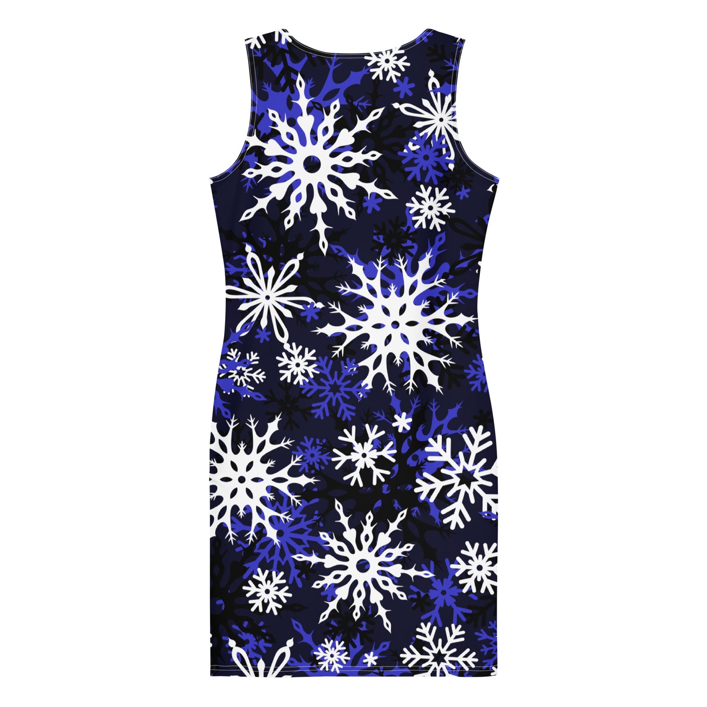 Christmas Party Dress Blue Black Snowflake All-Over Oversized Print Bodycon Dress