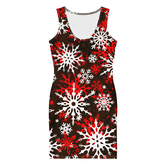 Christmas Party Dress Snowflake All-Over Oversized Print Bodycon Dress