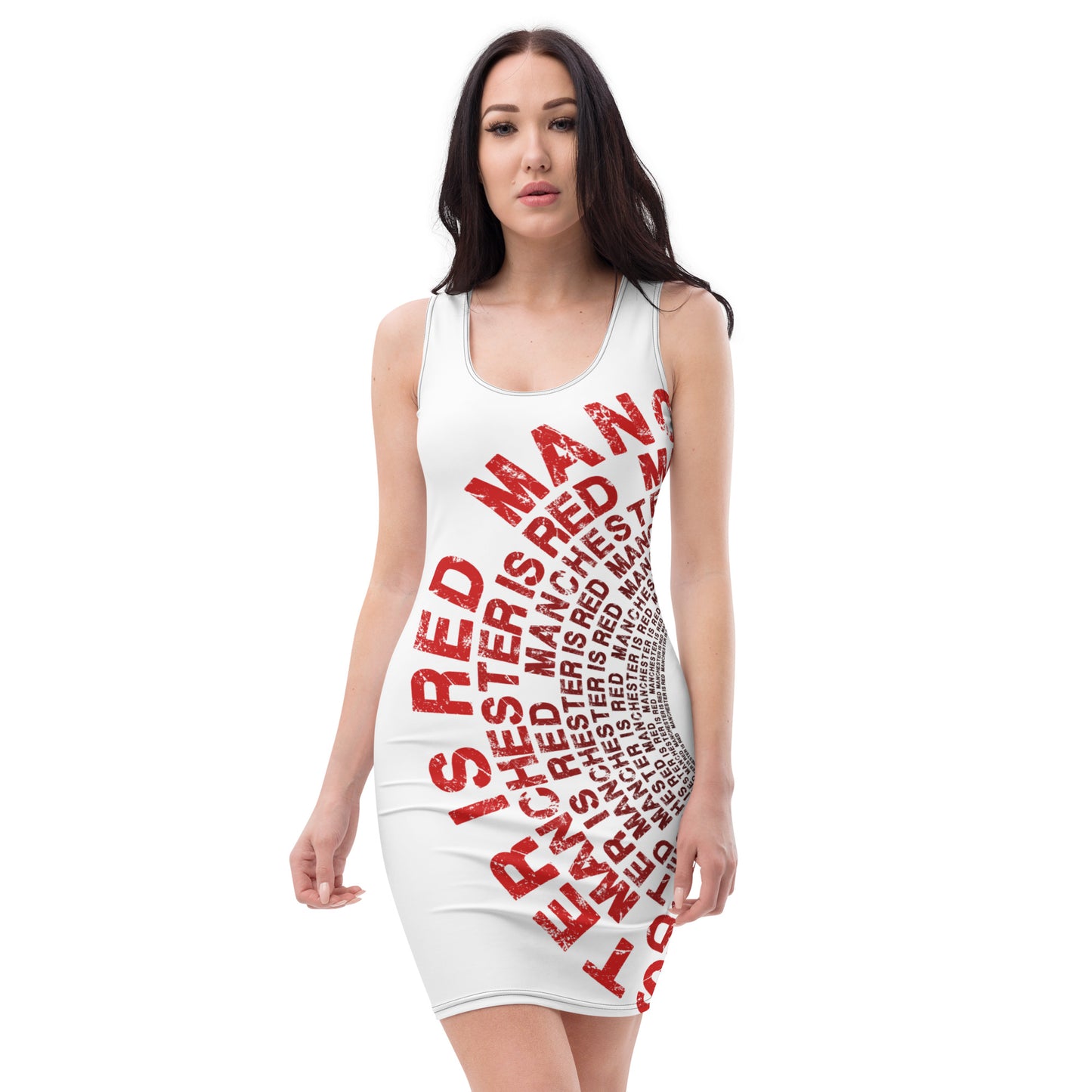Manchester Is Red Dress United Football Dress Funny Utd Slogan White Bodycon Dress