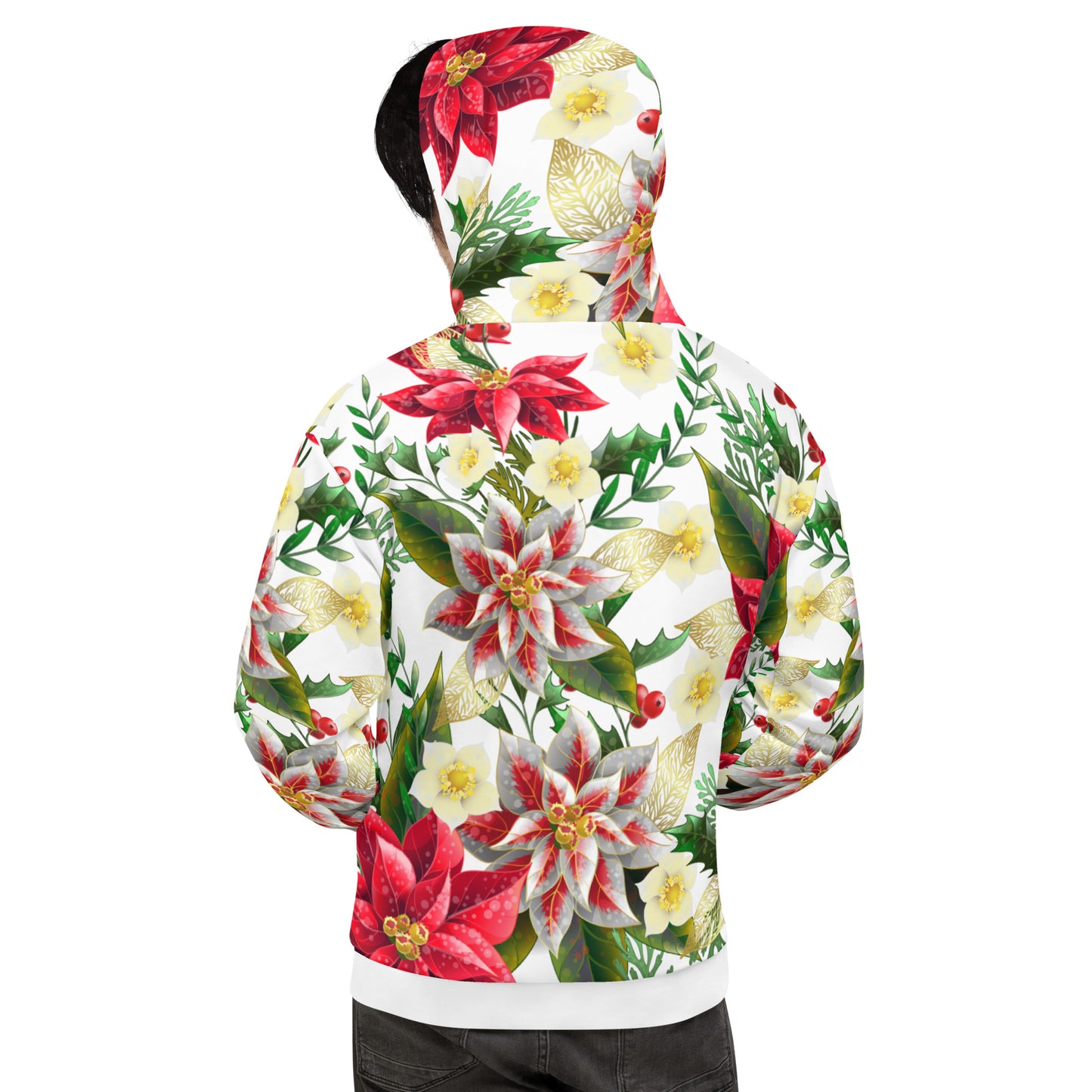 Christmas Themed Gift Hoodie Poinsettia & Holly All-Over Print Unisex Hoodie