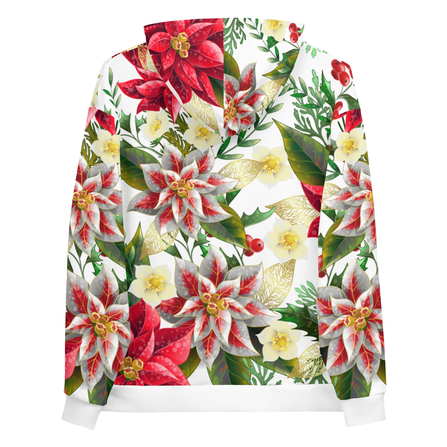 Christmas Themed Gift Hoodie Poinsettia & Holly All-Over Print Unisex Hoodie