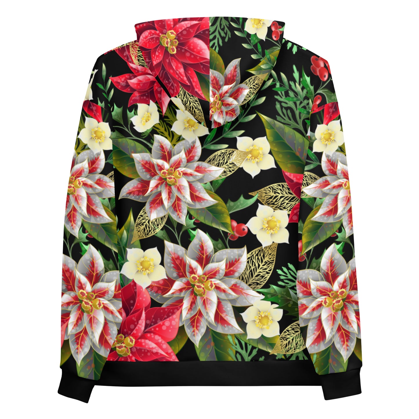 Christmas Themed Gift Hoodie Poinsettia & Holly All-Over Print Unisex Hoodie
