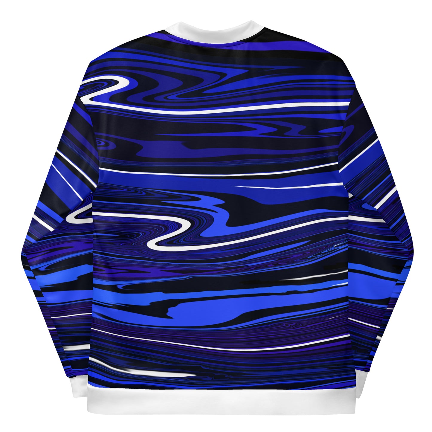 Blue Bomber Jacket Monochromatic Abstract Striped All-Over Print Unisex Jacket