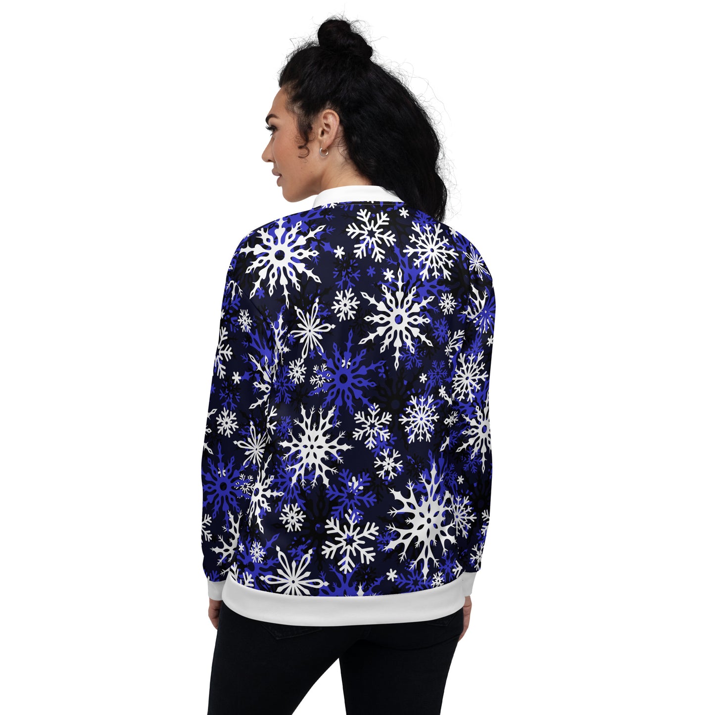 Christmas Party Jacket Oversized Snowflake Festive All-Over Print Unisex Bomber Jacket
