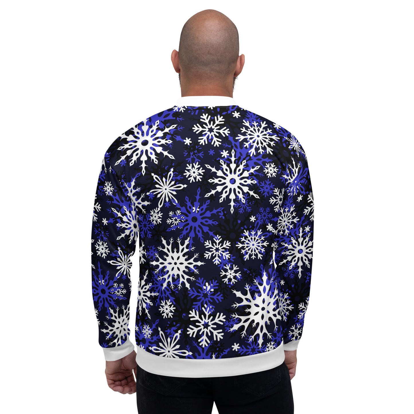 Christmas Party Jacket Oversized Snowflake Festive All-Over Print Unisex Bomber Jacket