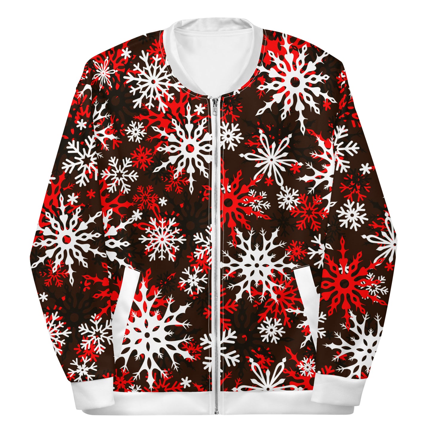 Christmas Party Jacket Oversized Snowflake Festive All-Over Print Unisex Bomber Jacket