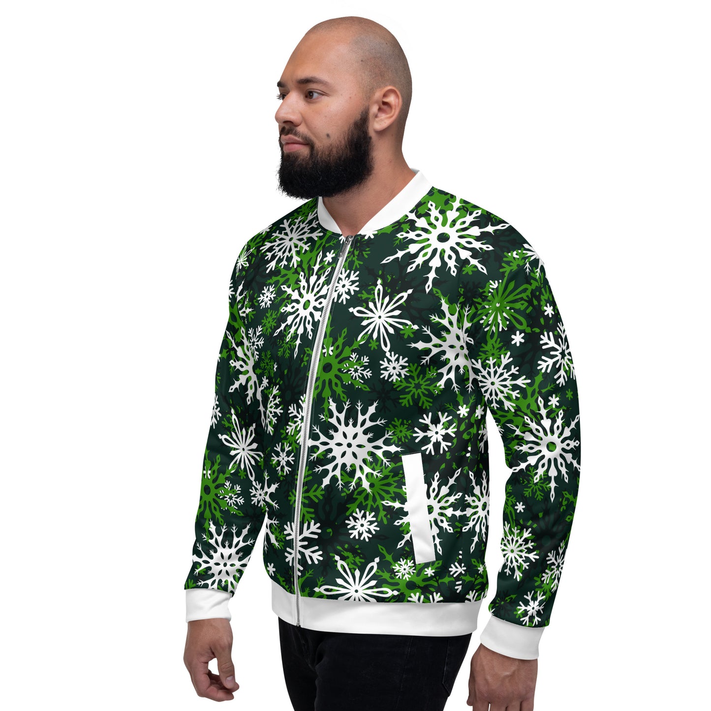 Christmas Party Jacket Oversized Snowflake Festive All-Over Print Unisex Bomber Jacket