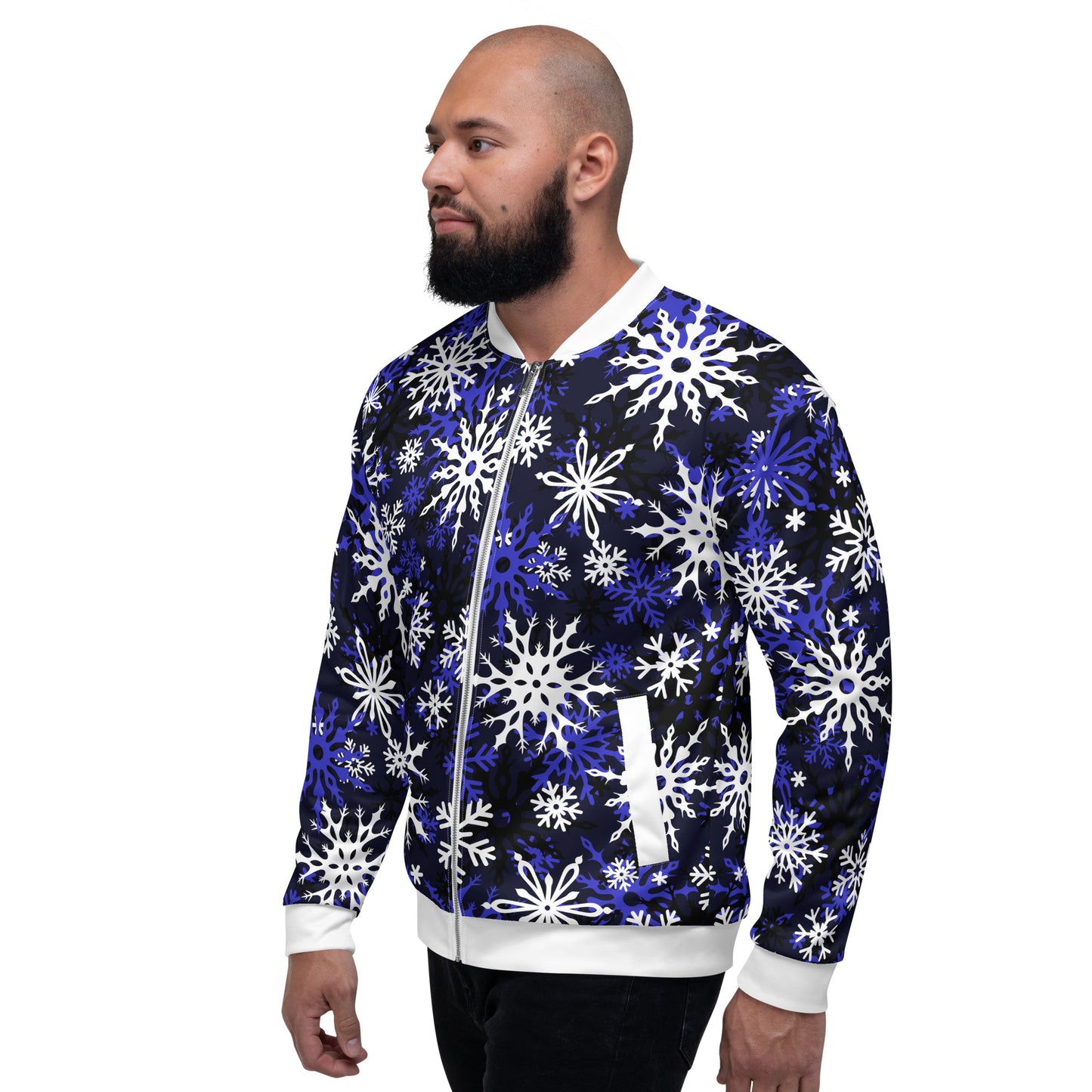 Christmas Party Jacket Oversized Snowflake Festive All-Over Print Unisex Bomber Jacket