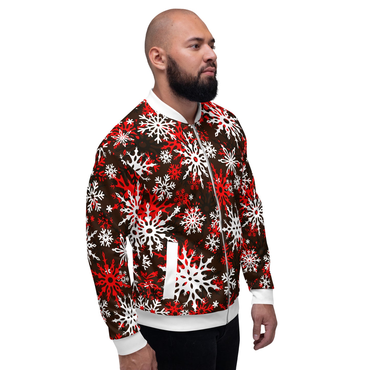 Christmas Party Jacket Oversized Snowflake Festive All-Over Print Unisex Bomber Jacket