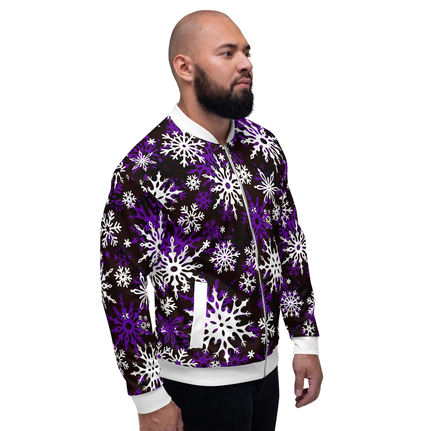 Christmas Party Jacket Oversized Snowflake Festive All-Over Print Unisex Bomber Jacket