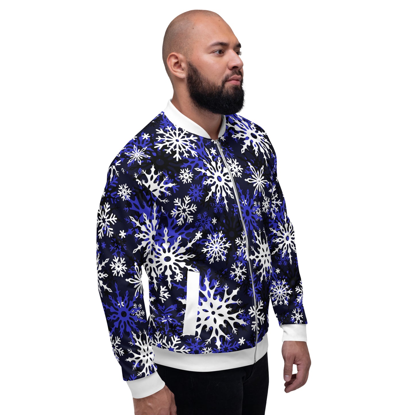 Christmas Party Jacket Oversized Snowflake Festive All-Over Print Unisex Bomber Jacket