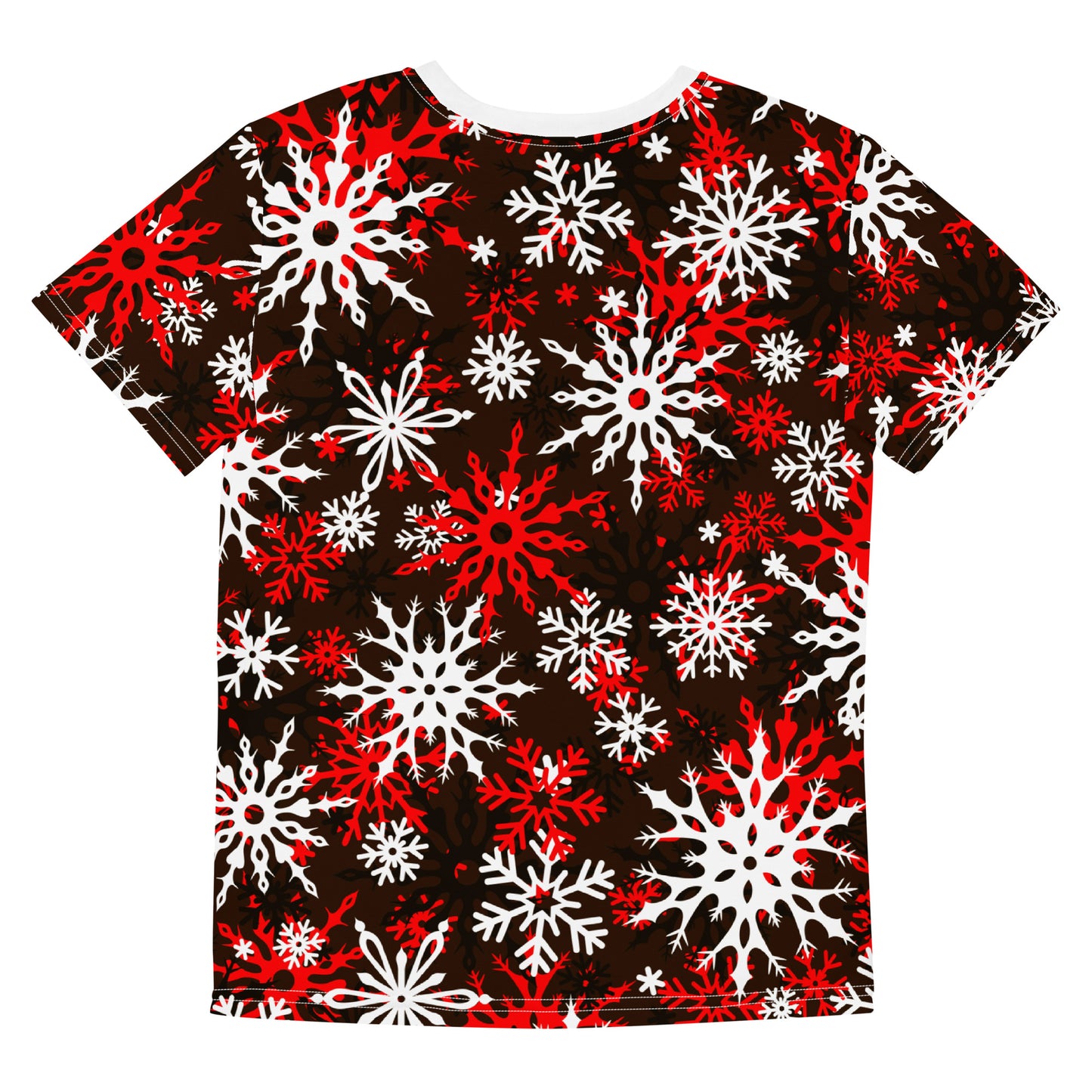 Youth's Christmas TShirt Red Snowflake Festive Oversized All-Over Print Unisex Kids T-Shirt