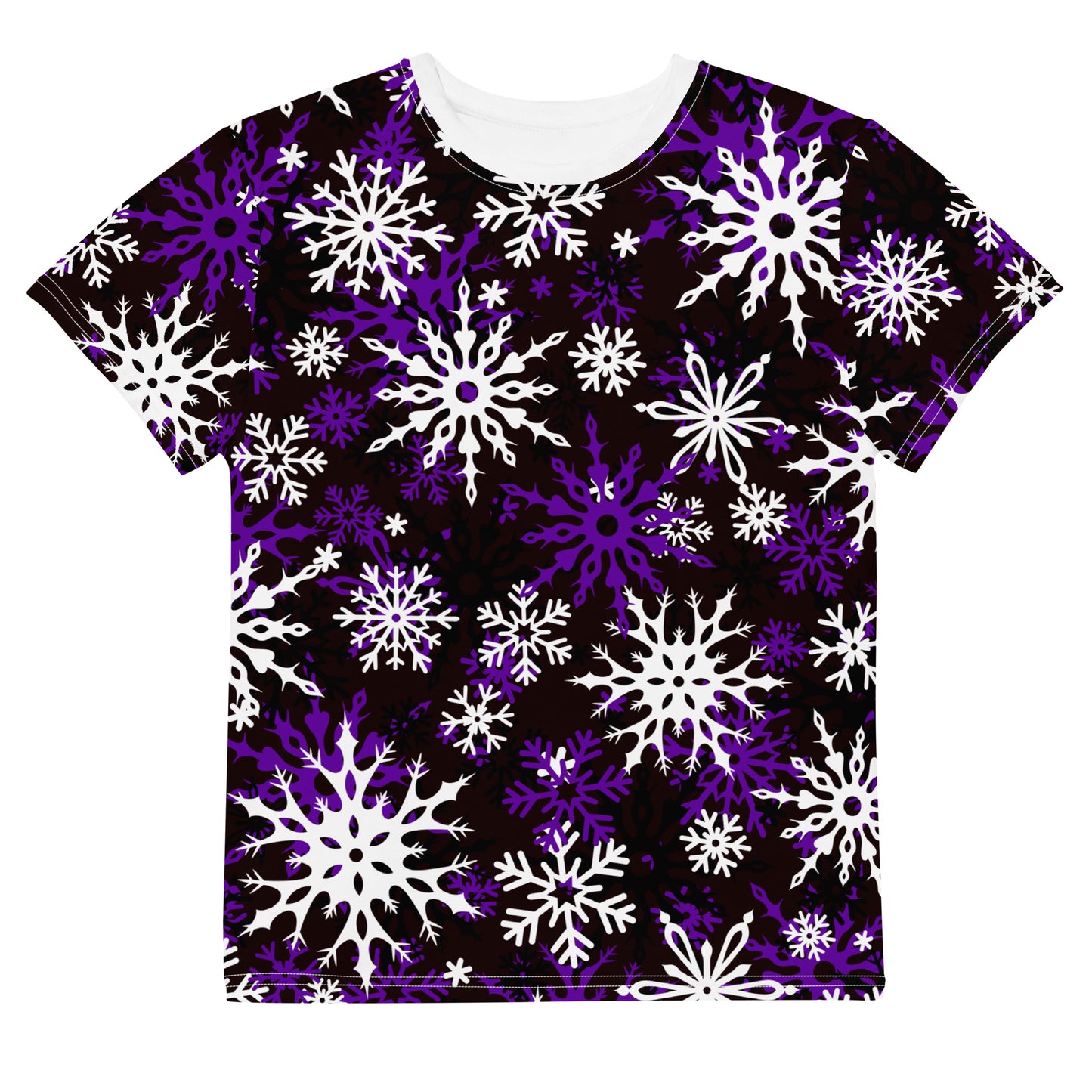 Youth's Christmas TShirt Purple Snowflake Festive Oversized All-Over Print Unisex Kids T-Shirt