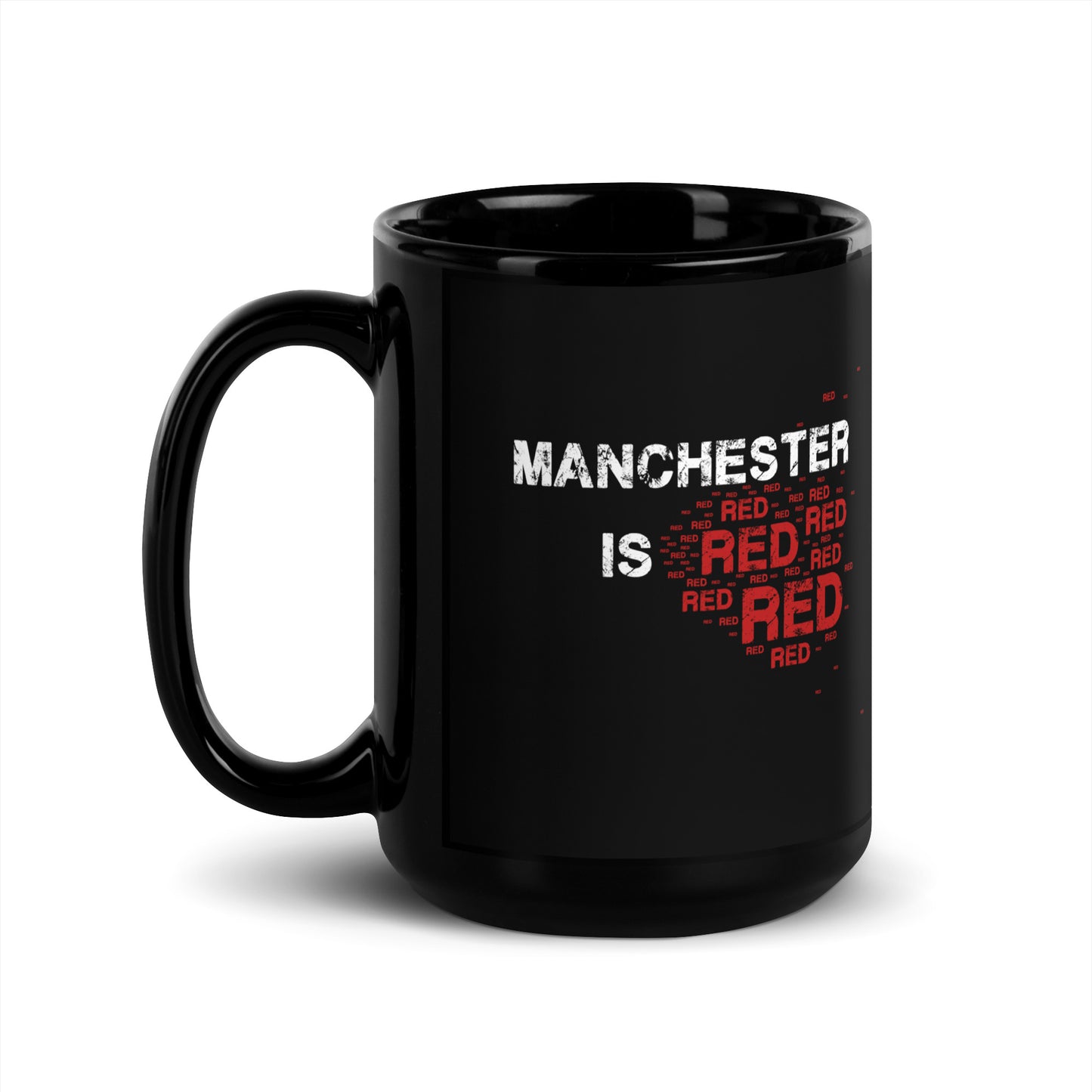 Manchester Is Red Mug United Football Cup Funny Utd Slogan Glossy Black Mug