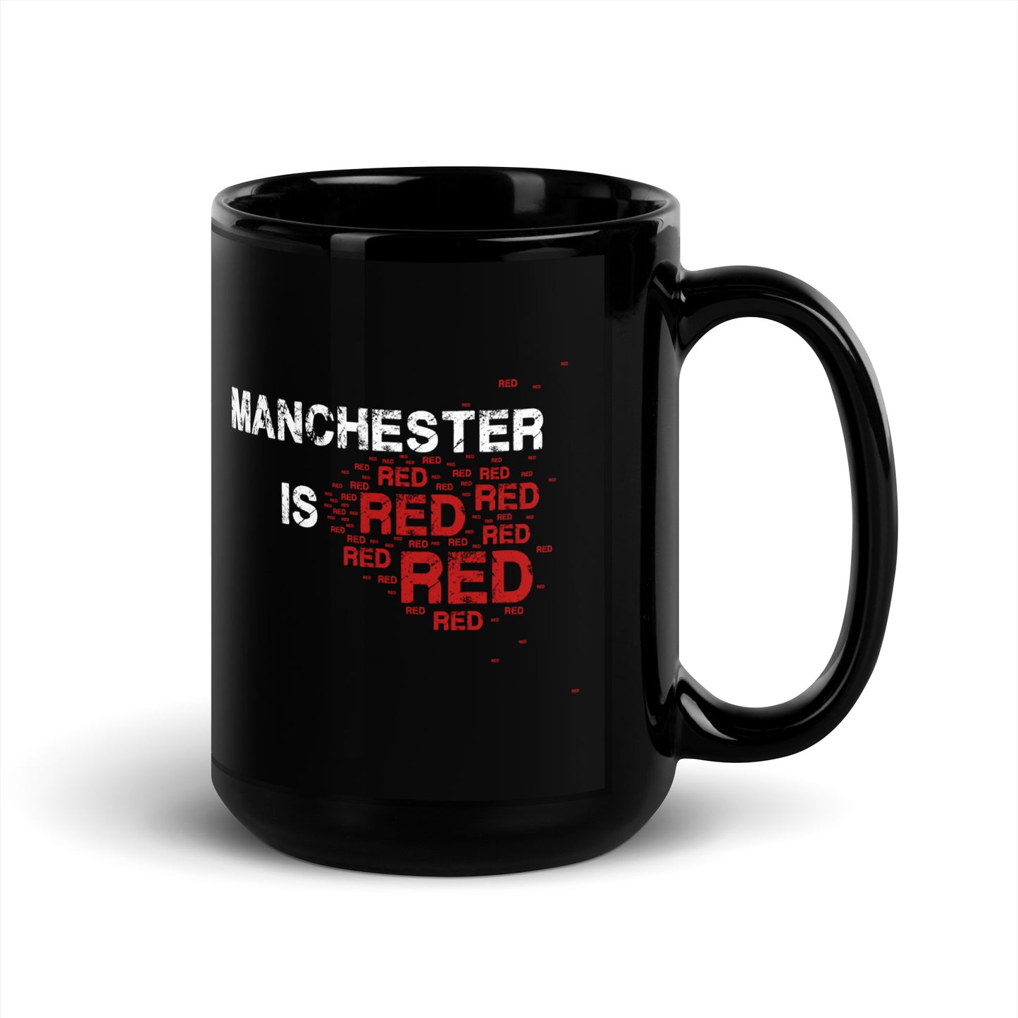 Manchester Is Red Mug United Football Cup Funny Utd Slogan Glossy Black Mug