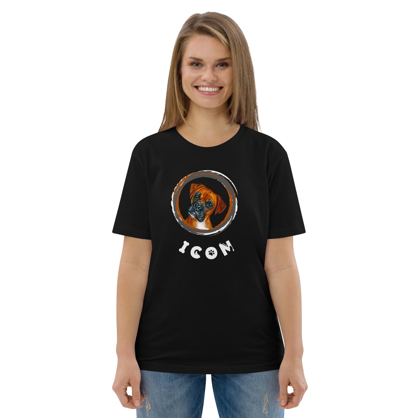 Boxer Dog TShirt Funny Dog Icon Shirt Unisex Organic Cotton T-Shirt